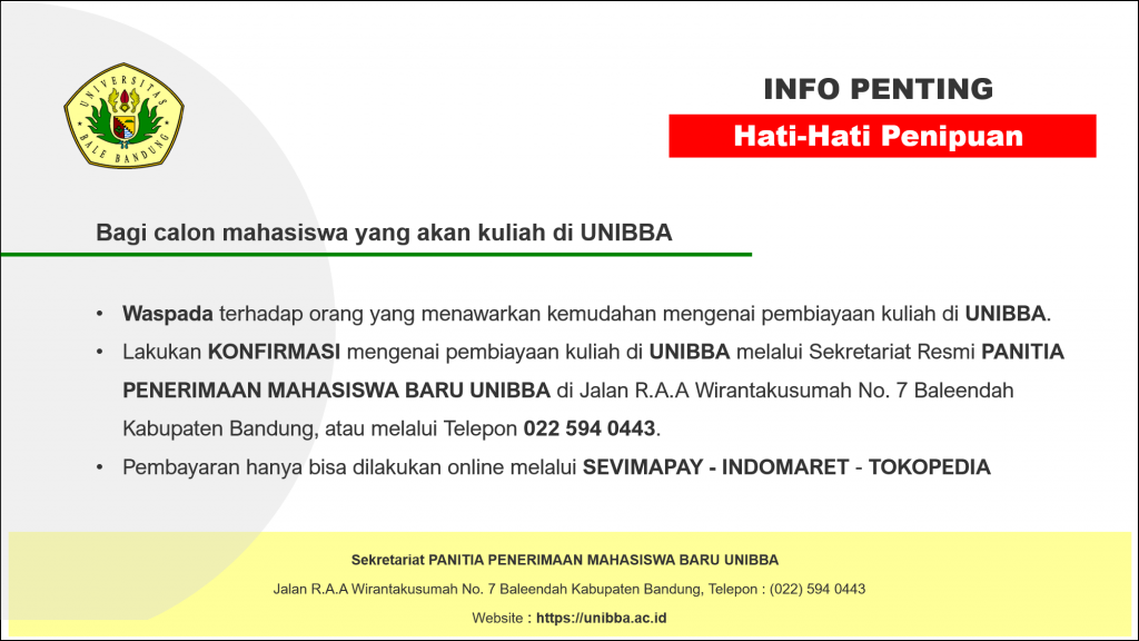 konfirmasi tentang penerimaan mahasiswa baru unibba